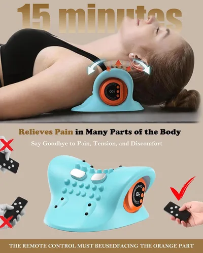 Vista 6 de Masajeador de cuello 2025, relajante de cuello y hombros con calor, 3 modos, almohadas portátiles para alivio del dolor y relajación muscular