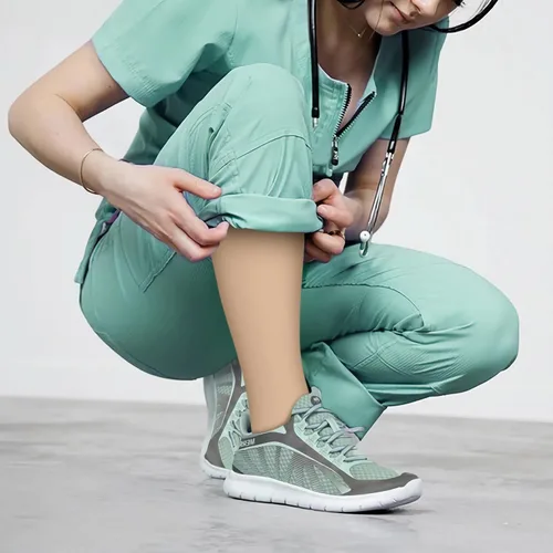 Vista 5 de FuelMeFoot 6 pares de calcetines de compresión para mujeres y hombres, 15-20 mmHg, soporte graduado hasta la rodilla, calcetines para enfermeras