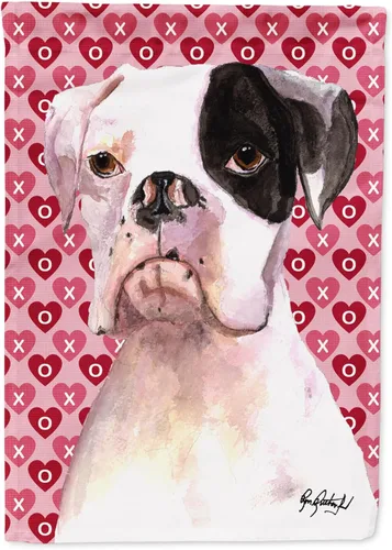 Vista 283 de Caroline's Treasures SS4484GF Bandera de jardín con diseño de bulldog inglés y corazones para el Día de San Valentín, bandera decorativa para patio