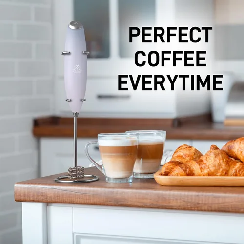 Vista 105 de Zulay Milk Boss Espumador de leche potente manual, hace espuma para latte, batidor para mezclar bebidas, café, miniespumador para capuchino, frappé