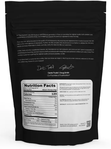 Vista 2 de True Nutrition Aislado de proteína de guisante en polvo, 0.88 oz de proteína vegana sin OMG en polvo por porción, bajo en carbohidratos, bajo