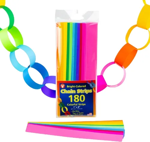Vista 4 de Hygloss Products Tiras de Cadena de Papel Metálico en Relieve - Ideales para Artes y Manualidades para Niños, Decoraciones, Actividades en el Aula