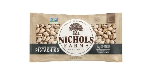 Vista 5 de Nichols Farms Pistachos Orgánicos de California en Cáscara, Aperitivo Proteico Saludable, Habanero Lima, 14 oz