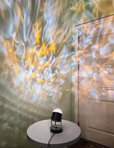 Vista 3 de Joyzy Lámpara de Mesa de Ondas Oceánicas Dinámicas Enchufable, Proyector de Luz Nocturna de Ondas de Agua para Habitación, Fiesta, Decoración
