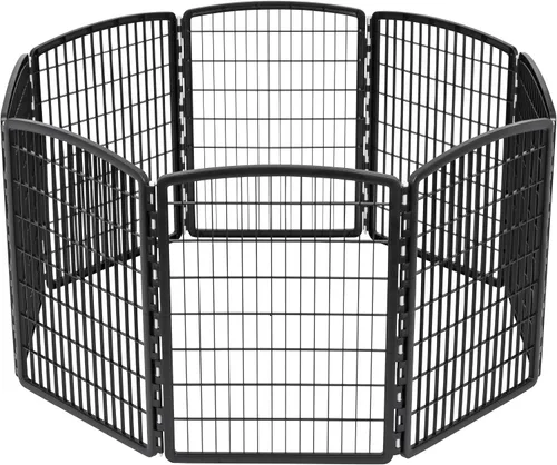 Vista 8 de IRIS USA 585605 - Corralito para mascotas de 8 paneles, 34 pulgadas, sin puerta, negro (585605) Safe Play Zone, Flexible Boundary, Configurable