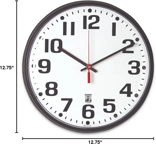 Vista 2 de AbilityOne® - NSN5573148 - Reloj de pared autoajustable de plástico con marco delgado - 12.75 pulgadas de diámetro - Caja negra/cara blanca