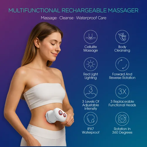 Vista 2 de VOYOR Masajeador eléctrico para celulitis, máquina de esculpir el cuerpo para brazos, vientre, piernas, cintura, glúteos, 3 fortalezas para limpieza