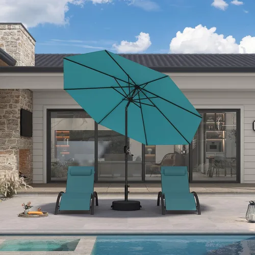 Vista 42 de PURPLE LEAF Sombrilla LED para patio y piscina, 5 x 8 pies, con base para Beige
