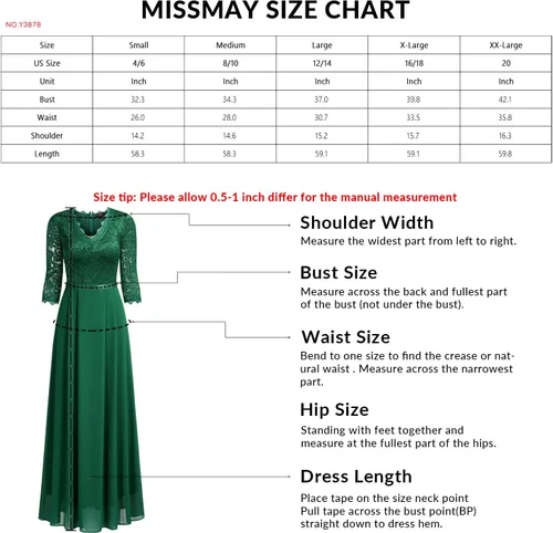 Vista 5 de MISSMAY - Vestido largo, de encaje floral, formal, para mujer, con mangas 23
