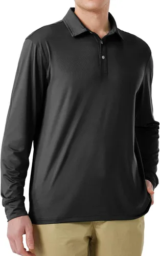 Vista 6 de NAVISKIN Camisas polo de manga larga para hombre, camisas de golf con cuello UPF 50 SPF para hombre, secado rápido, absorbe la humedad