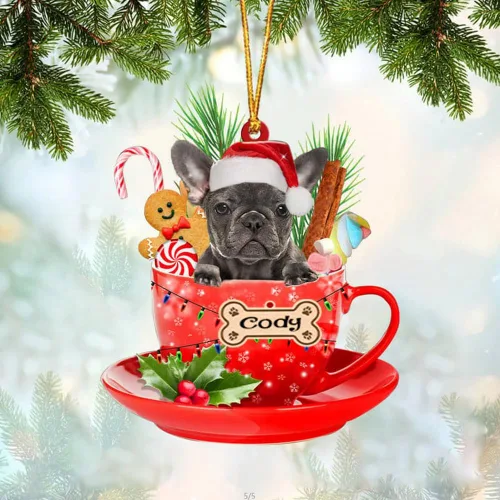 Vista 100 de NAZENTI Adorno personalizado de Alaskan Malamute en taza roja, adorno de Navidad personalizado para perros amantes de las mascotas, colgante
