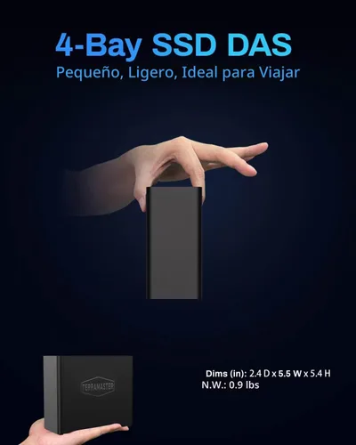 Vista 8 de TERRAMASTER Carcasa D4 SSD NVMe - 40Gbps 4Bay, almacenamiento USB Tipo-C compatible con 4xM.2 NVMe 2280 SSDs, compatible con USB 4/3.2/3.1/3.0