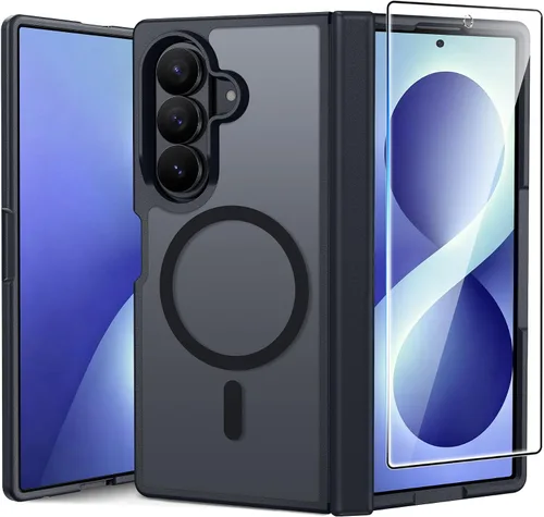 Vista 8 de FNTCASE Funda magnética para Samsung Galaxy Z Fold 7 con protección de bisagra Protector de pantalla, anti amarillento, cubierta de célula