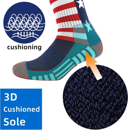 Vista 4 de BUENWAZ Calcetines altos hasta la rodilla con la bandera americana, patrióticos por encima de la pantorrilla, para béisbol, fútbol, sóftbol