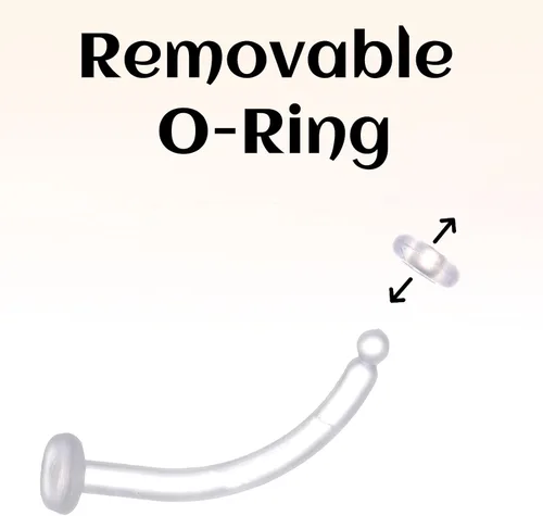 Vista 4 de 15 piercings transparentes para cejas, curvados de 0.63 onzas, retenedores de piercing de ombligo, aretes flexibles para cartílago, cejas, lengua