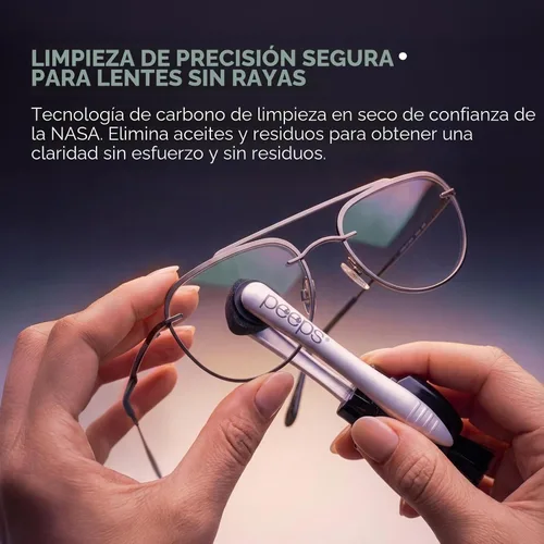 Vista 2 de Peeps - Limpiador de lentes de gafas, tecnología de microfibra de carbono eficiente y duradera, utilizada exclusivamente por la NASA, 500 usos