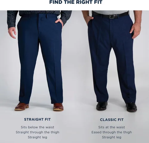 Vista 5 de HAGGAR - Pantalón caqui para hombre, tallas grandes y altas, de calidad prémium, sin necesidad de planchar, corte clásico, cintura expandible, sin