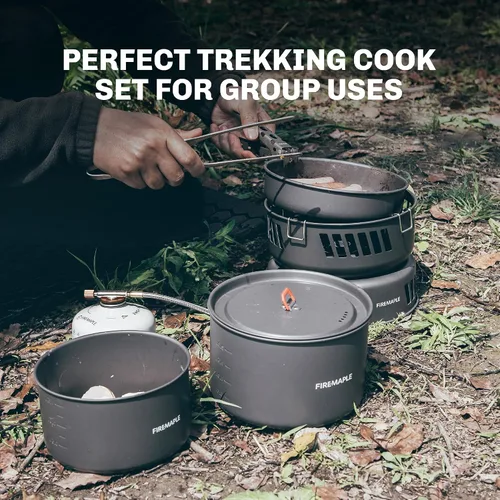 Vista 12 de Juego de Cocina Versátil al Aire Libre Fire Maple, Estufa de Gas de Aluminio, Kit de Utensilios de Cocina para Acampada Compacto y Duradero