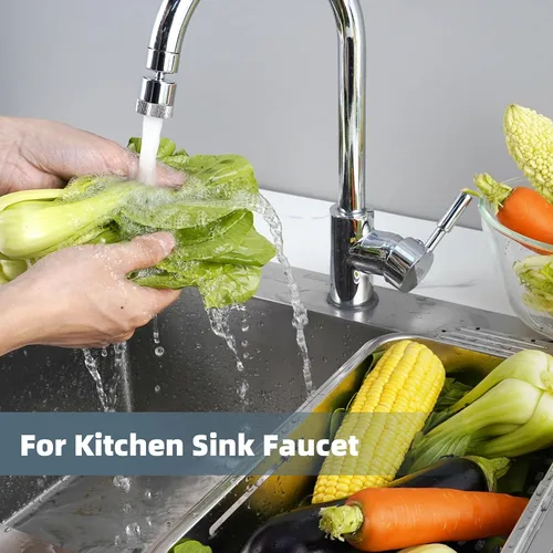 Vista 6 de Hibbent Aireador de doble flujo de agua para fregadero de cocina, aireador de grifo de baño giratorio de 360 grados, fácil control con una mano, 1.8