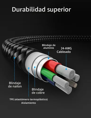 Vista 8 de Cable USB C a USB C de 1 pie, paquete de 4 cables de carga USB tipo C para iPhone 17/16/15