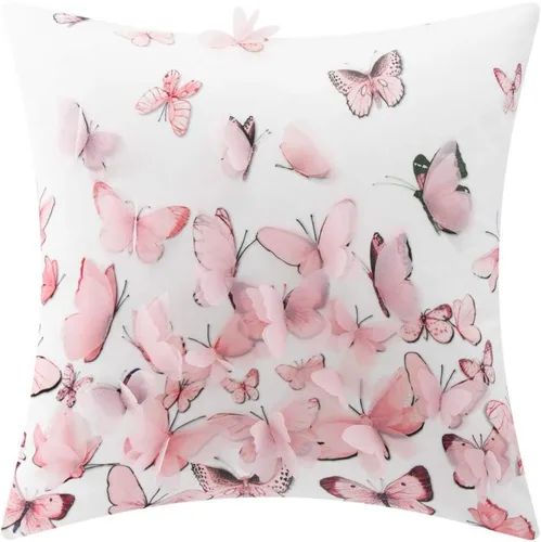 Vista 9 de KINGROSE Funda de almohada decorativa con diseño de mariposa 3D, diseño de corazón dulce, funda de cojín suave para el Día de San Valentín, Día