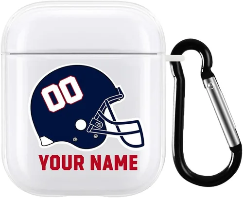 Vista 35 de Funda de casco de fútbol con nombre y número para Apple AirPods de 2ª y 1ª generación, regalo personalizado para fanáticos de los deportes de Arizona