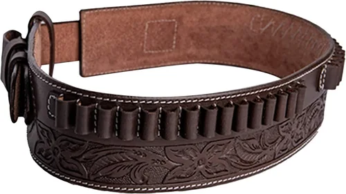 Vista 6 de Hulara Full Grain Buff Leather .44/45 Ammo Belt 45 Colt Cartridge Belt for Men Bandolier Marrón