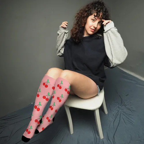Vista 4 de devor Long Socks for Women Casual Sock Womens Thigh High Socks Funny cherry Socks