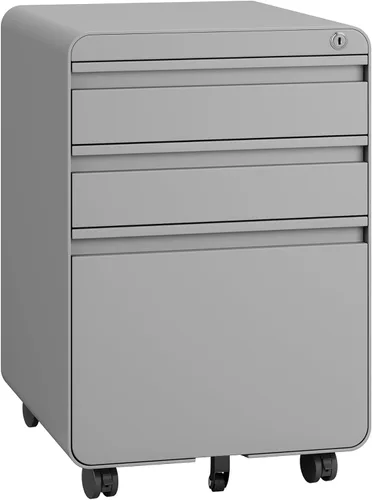 Vista 11 de Dripex Archivador de 3 cajones debajo del escritorio, carta/legal/A4, totalmente montado para oficina en casa, pequeños archivadores móviles cortos
