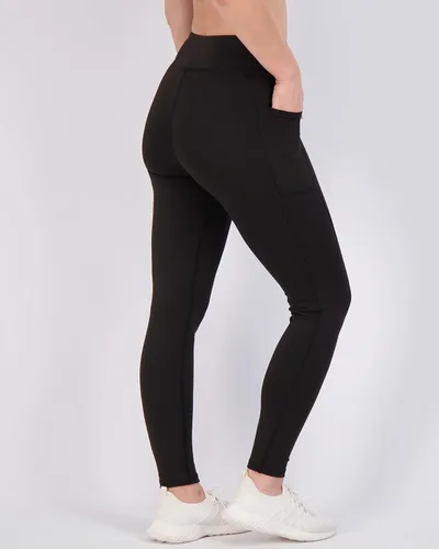 Vista 3 de Real Essentials Paquete de 4 leggings deportivos ajustados de longitud completa para mujer con bolsillos (disponibles en tallas grandes)