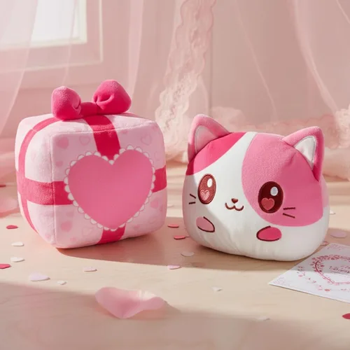 Vista 4 de TeeTurtle - Peluche reversible para el día de San Valentín, 4 pulgadas Gato