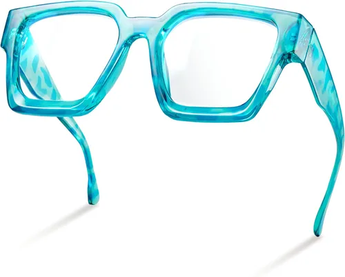 Vista 26 de livho Marco de gafas de gran tamaño para mujer y hombre, lentes rectangulares de moda para computadora, marco elegante *Tortuga de coco