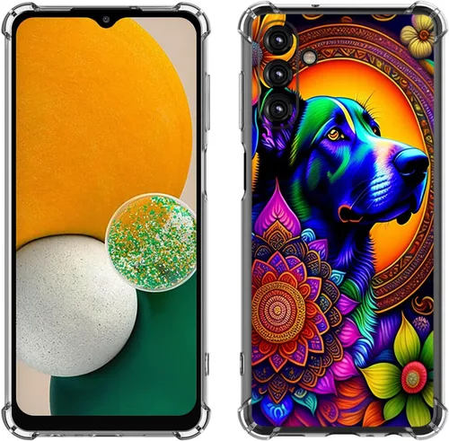 Vista 15 de Samsung Galaxy A14 5G - Funda para teléfono celular, diseño de flores de mariposa azul, a prueba de golpes, TPU con bordes elevados, compatible