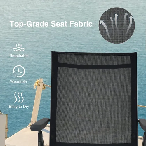 Vista 5 de Giantex Sillón de patio plegable, tumbona para tomar el sol al aire libre con respaldo de 5 posiciones, reposapiés de 2 posiciones, marco de acero
