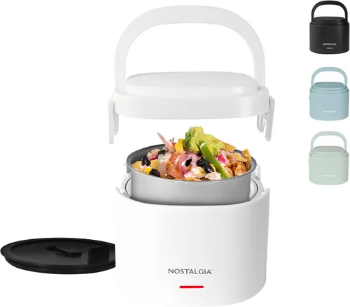 Vista 9 de Nostalgia Fiambrera portátil calentada – Calentador de alimentos de acero inoxidable de 2.5 tazas – Cable desmontable, tapa a prueba de fugas, asa
