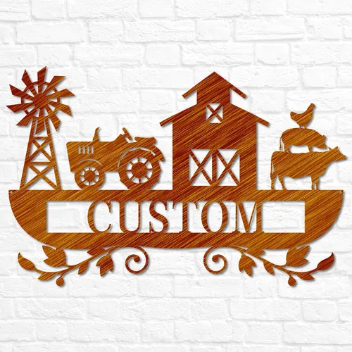 Vista 6 de Placa de metal personalizada para casa de campo, decoración rústica personalizada para el hogar, arte de pared de granja, decoración de casa