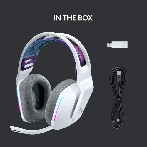 Vista 6 de Logitech - Auriculares inalámbricos G733 Lightspeed para juegos, con diadema de suspensión, LIGHTSYNC RGB, tecnología de micrófono Blue VO!CE