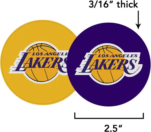 Vista 3 de Desert Cactus Los Angeles Lakers - Juego de 2 posavasos absorbentes de la Lakers de la Lakers de la NBA Basketball League