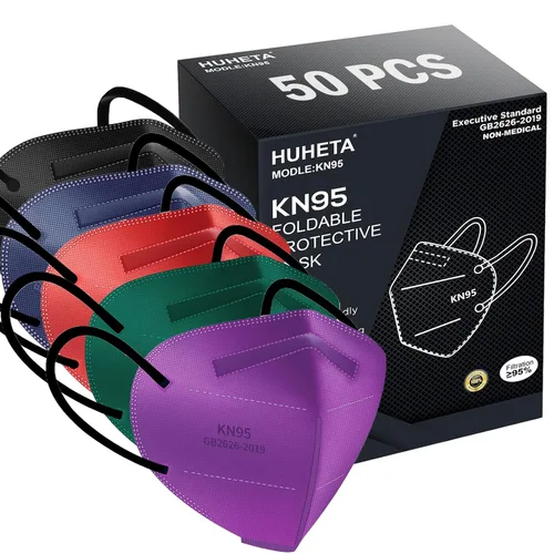 Vista 8 de HUHETA 50 Paquetes Mascarillas Faciales KN95 de 5 Capas Transpirables y Cómodas con Filtro de Seguridad (50 unidades, color MTC I)