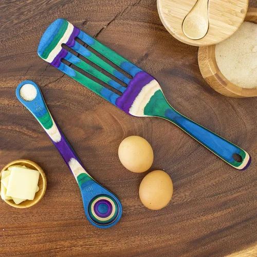 Vista 2 de Totally Bamboo Baltique Mumbai Collection - Juego de utensilios de cocina de 2 piezas, cuchara medidora y cuchara medidora