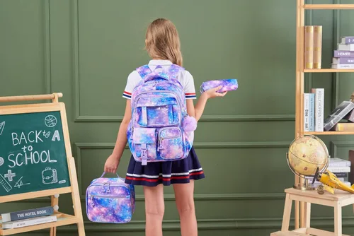 Vista 8 de Fimibuke Mochila infantil para niñas escolares, mochila impermeable con A1. Rosa diamante