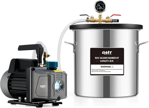 Vista 9 de Orion Motor Tech 18.9L Vacuum Chamber 100 L/min with 3.5 cfm Pump, Vacuum Chamber Kit for Resin with Glass Lid, Vacuum Degassing Chamber for and