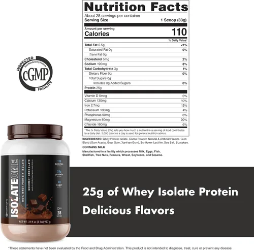 Vista 5 de NutraOne Proteína aislada de suero en polvo IsolateOne - Polvo aislado de suero 100% puro (chocolate Gourmet, 2 libras)