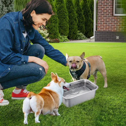 Vista 7 de Cuencos grandes para perros de 1.5 galones, tazón de acero inoxidable de grado alimenticio para agua y comida para perros, sin derrames, alta