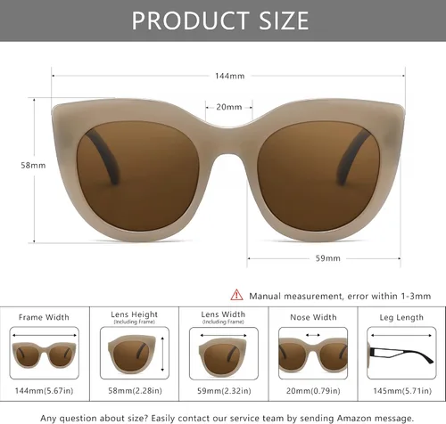 Vista 5 de SUNGAIT Gafas de sol polarizadas vintage de gran tamaño para mujer, gafas de sol de moda para mujer