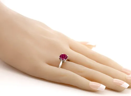 Vista 5 de Gem Stone King Anillo de compromiso solitario redondo de plata de ley 925 de 0.276 in con piedra natal Anillo de compromiso de boda aniversario