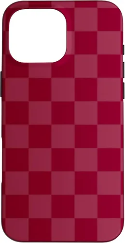 Vista 19 de Funda de diseño simple con diseño a cuadros rojo burdeos para iPhone 16