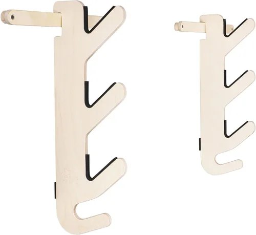 Vista 2 de Grassracks Estante de esquí de madera de abedul – The Hallsteiner Series Horizontal Ski Wall Mount (2 o 3 pares de esquís, abedul)