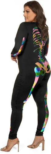 Vista 23 de Tipsy Elves Form Fitting & Flattering Skeleton Bodysuit for Halloween - Women's Skeleton Costume