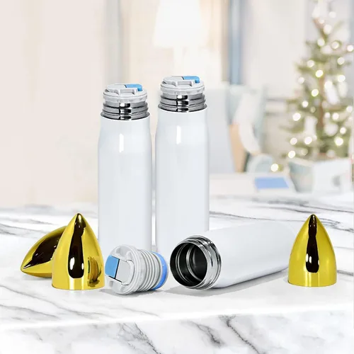 Vista 4 de AGH 4 vasos de sublimación en blanco de acero inoxidable de 17 onzas, botellas de agua aisladas al vacío de doble pared con tapa a prueba de fugas